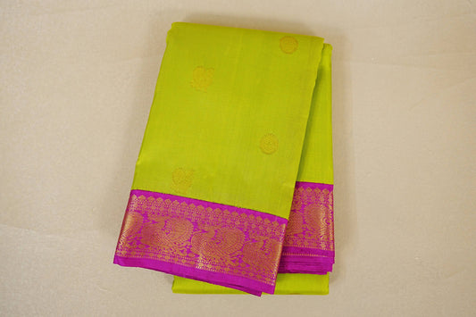 Bright Parrot Green Vintage Kanjivaram Silk Saree