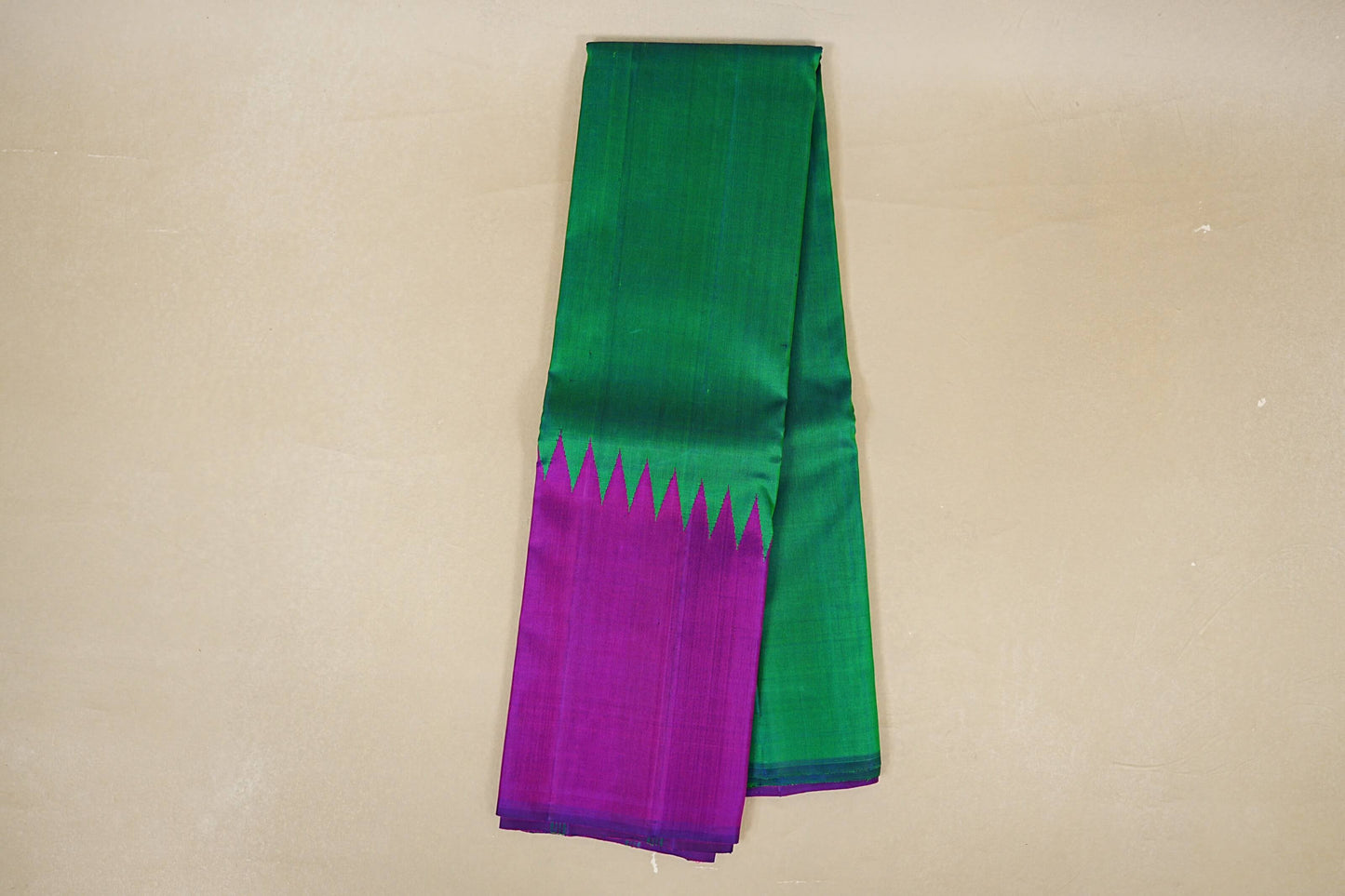 Dual Tone Emerald Green and Blue with Purple Temple Borders Vintage Kanjivaram Silk Saree online