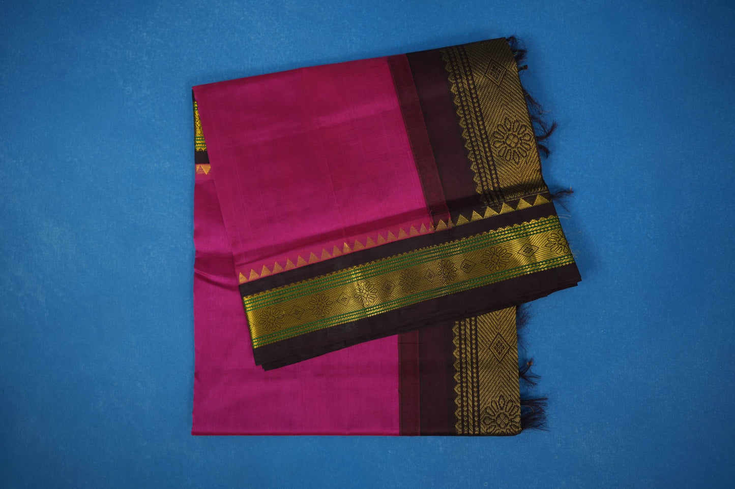 Rani pink vintage silk cotton saree