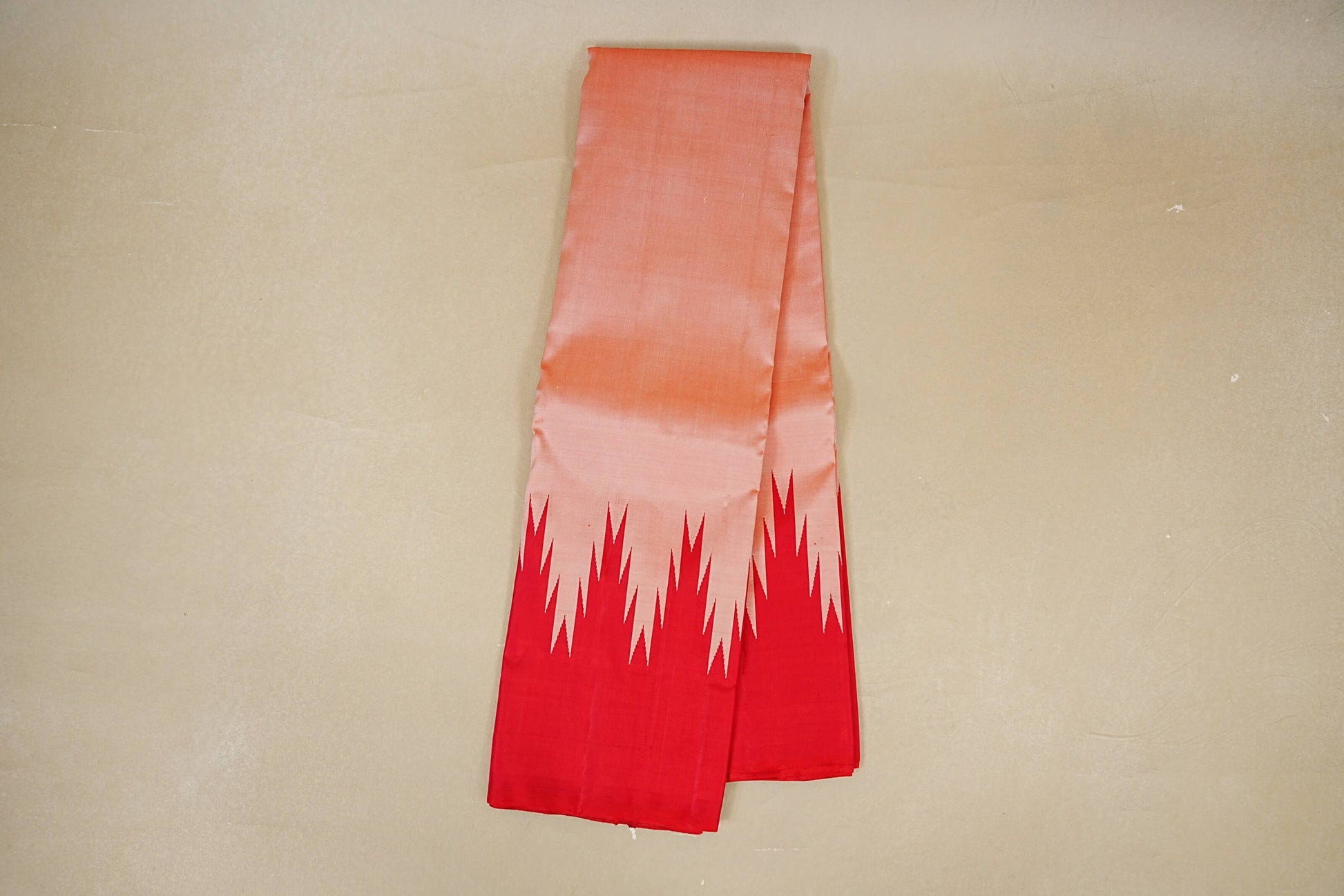 Peach with Red Temple Borders Vintage Kanjivaram Silk Saree online