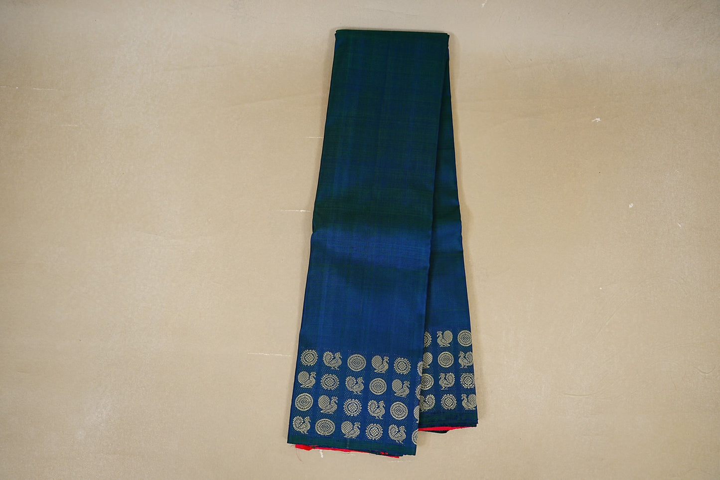 Peacock Blue Thread Woven Vintage Kanjivaram Silk Saree  