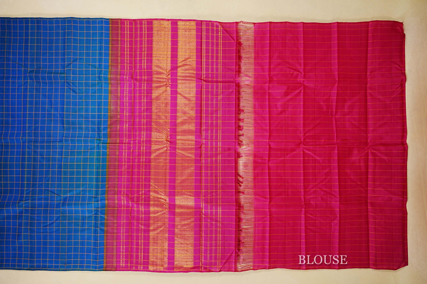 Peacock Blue Vintage Kanjivaram Silk Saree blouse