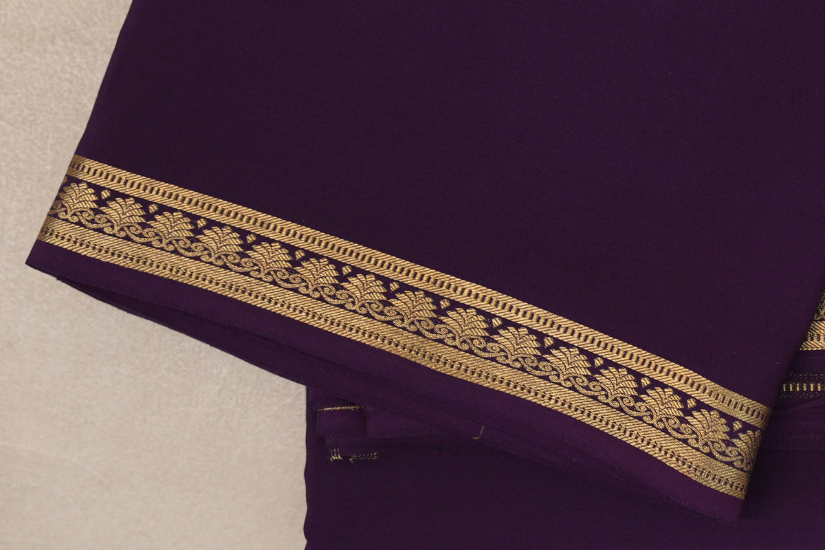 Deep Plum Purple CSG Mysore Silk Saree border