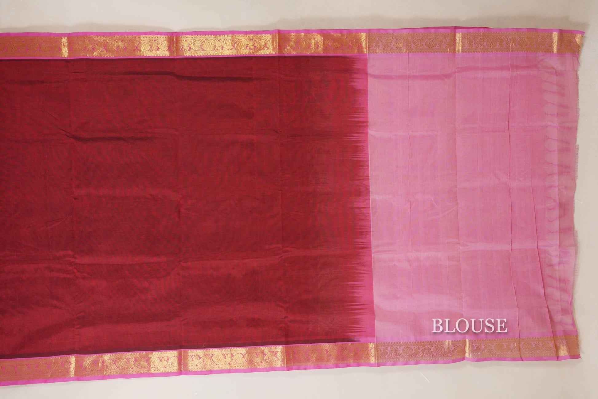 Reddish Maroon vegan silk cotton saree blouse