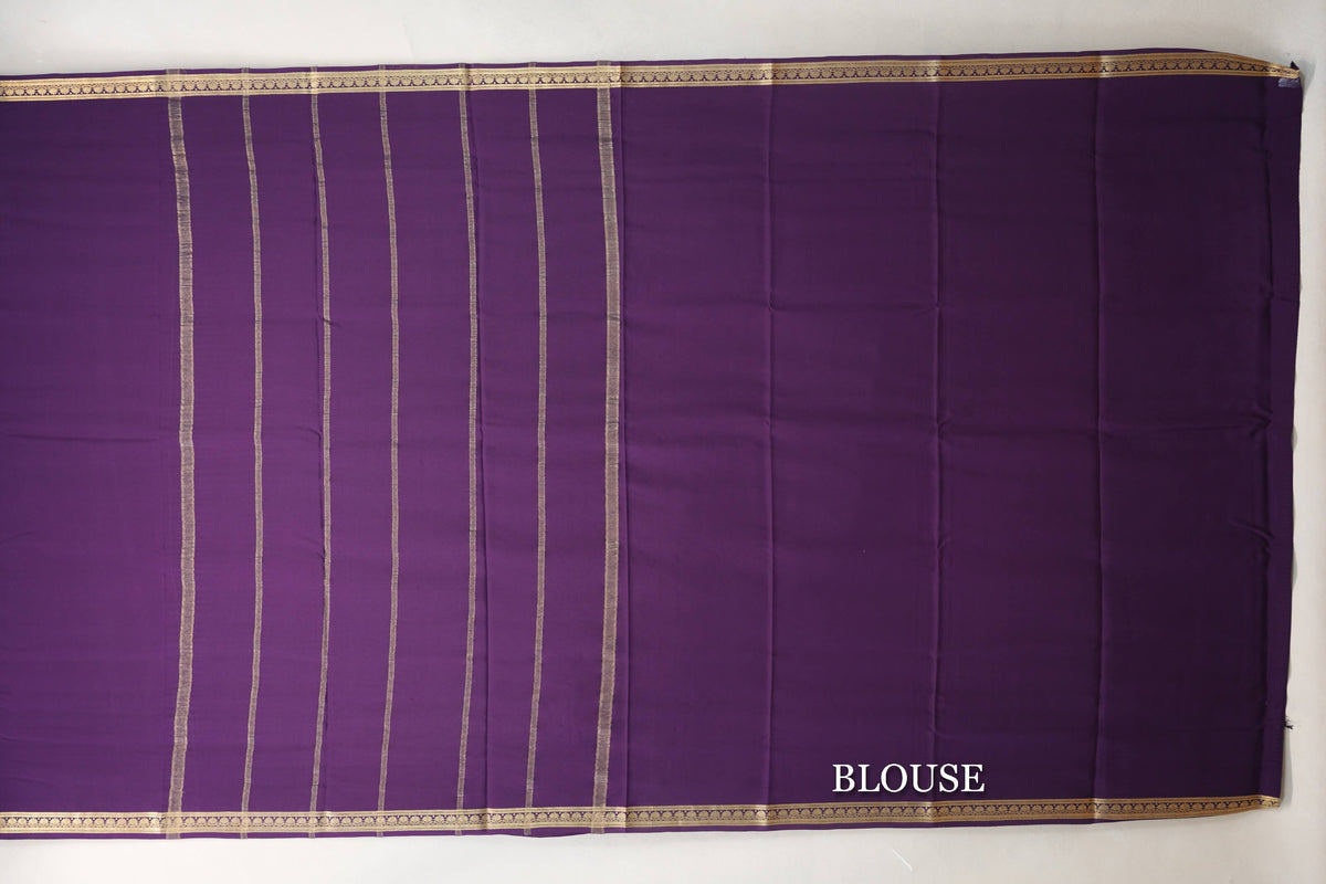 Deep Plum Purple CSG Mysore Silk Saree blouse