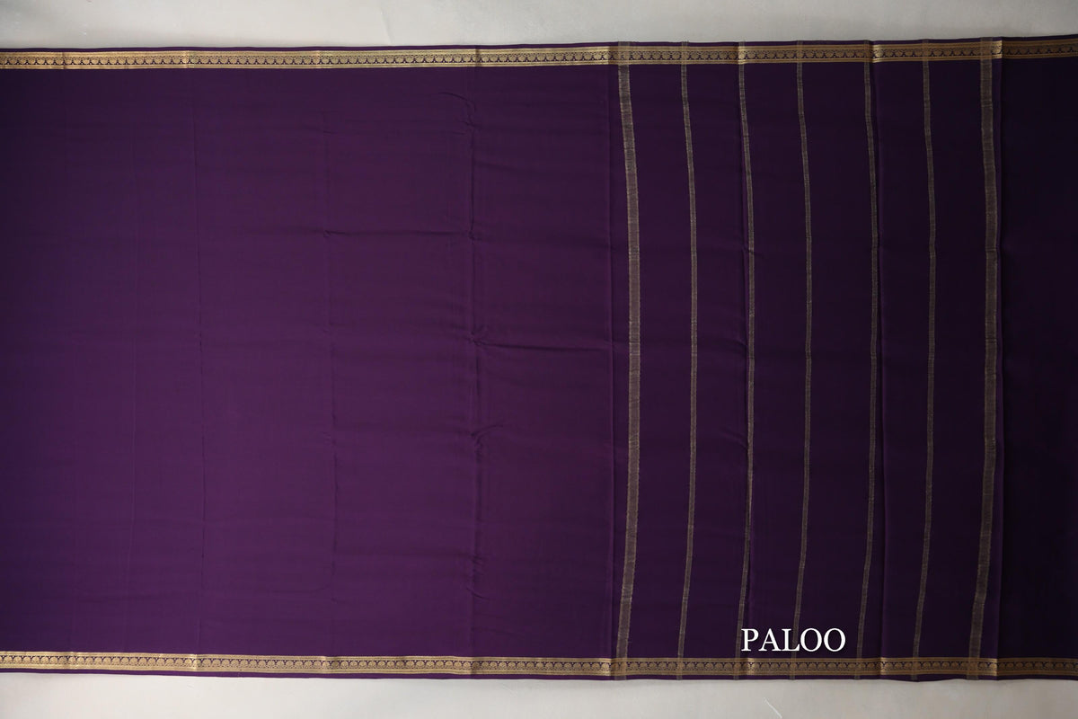 Deep Plum Purple CSG Mysore Silk Saree paloo