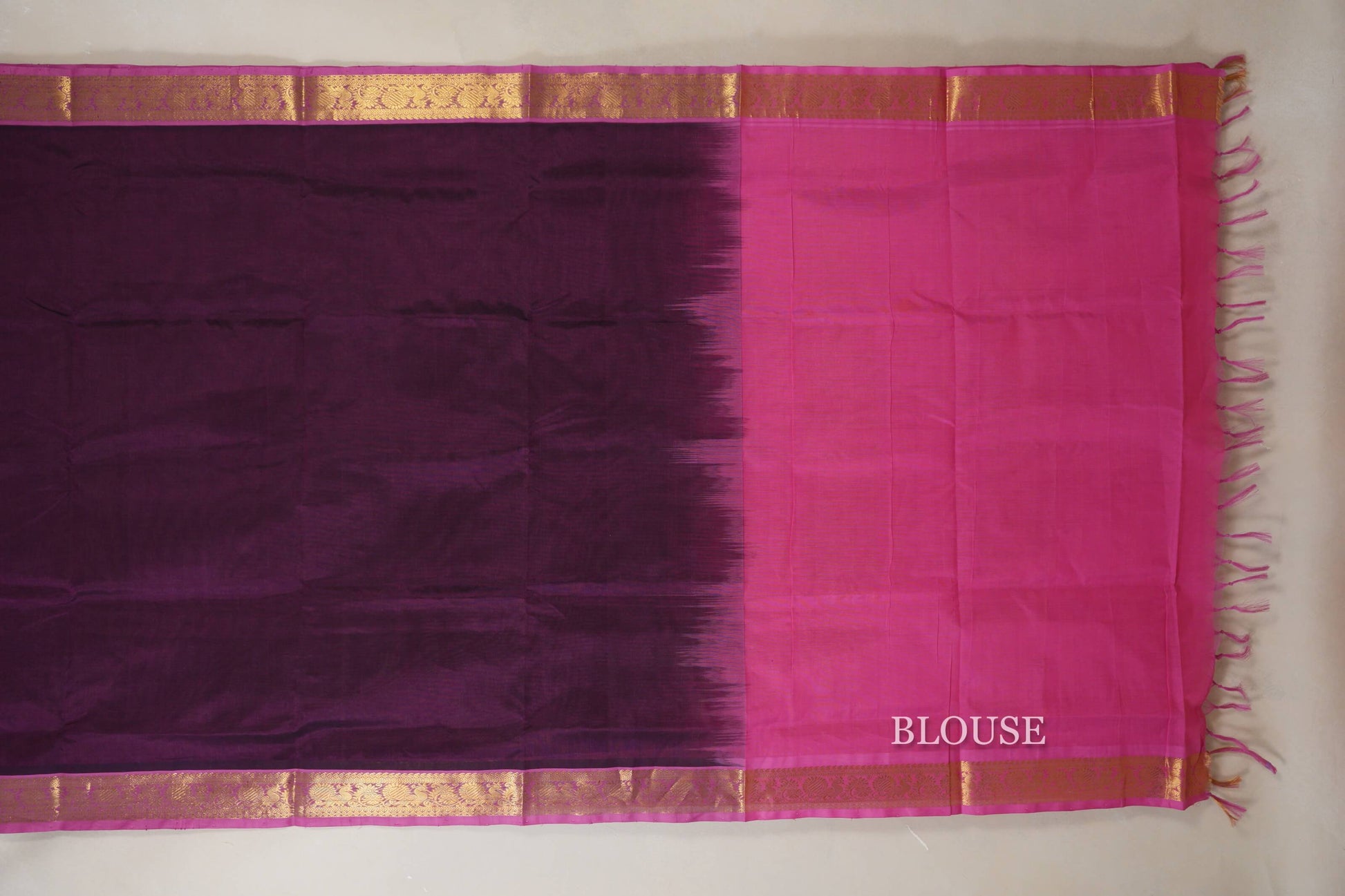Deep Wine Purple vegan silk cotton saree blouse