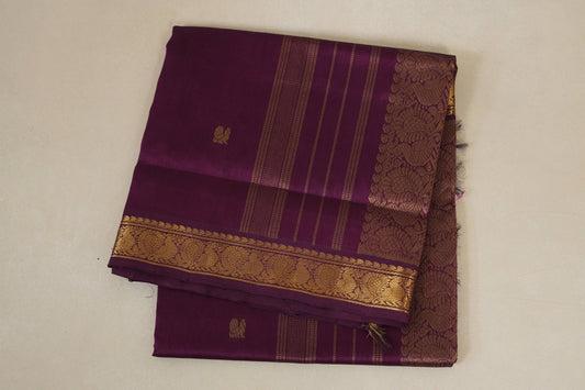 folded Plum Vegan Silk Cotton Saree