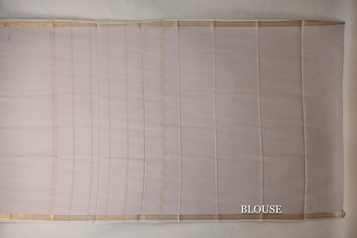 Cream CSG Mysore Silk Saree blouse