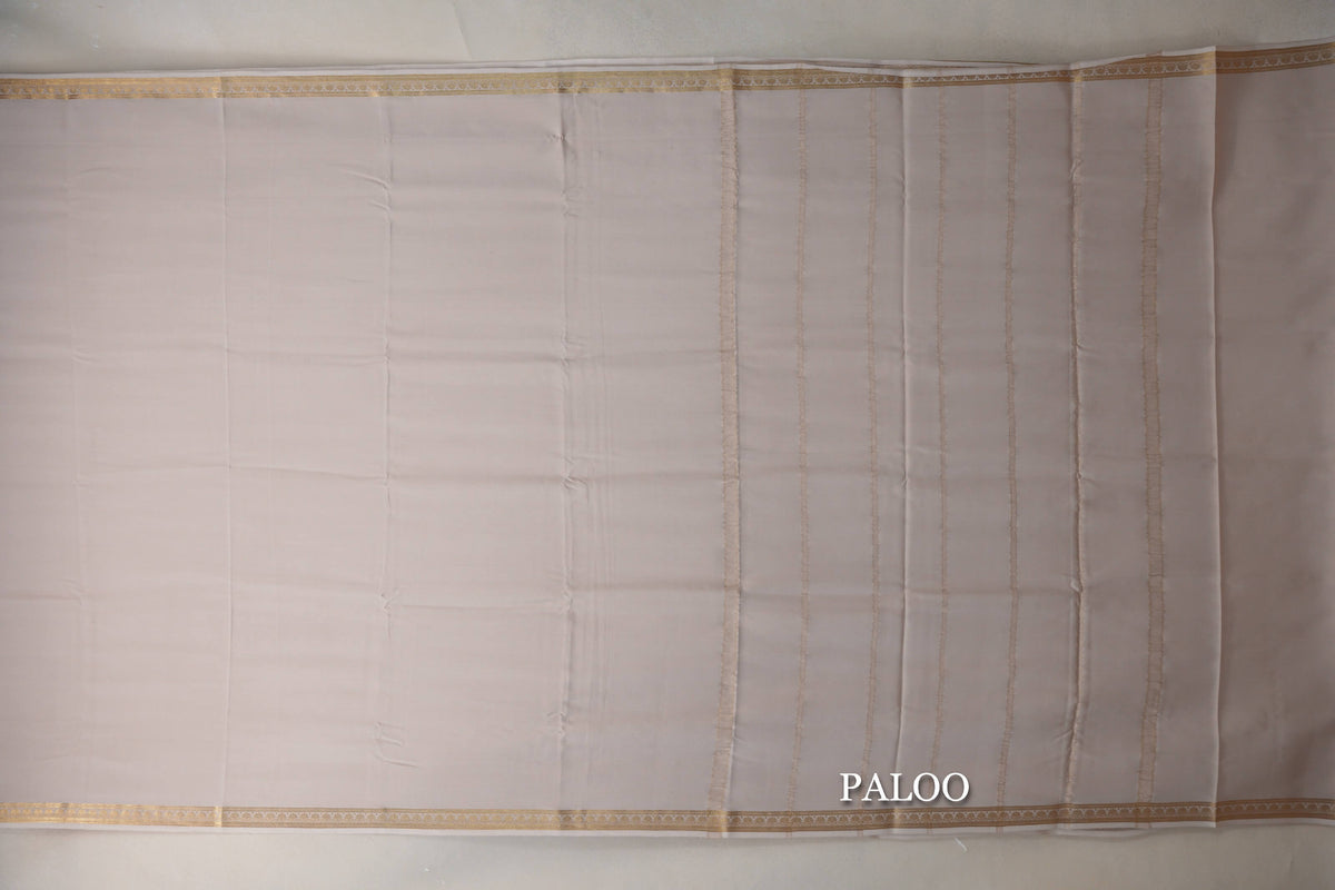 Cream CSG Mysore Silk Saree paloo