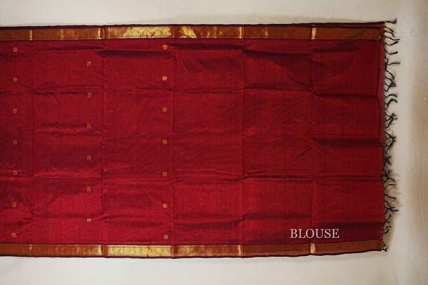 Reddish maroon vegan silk cotton saree  blouse