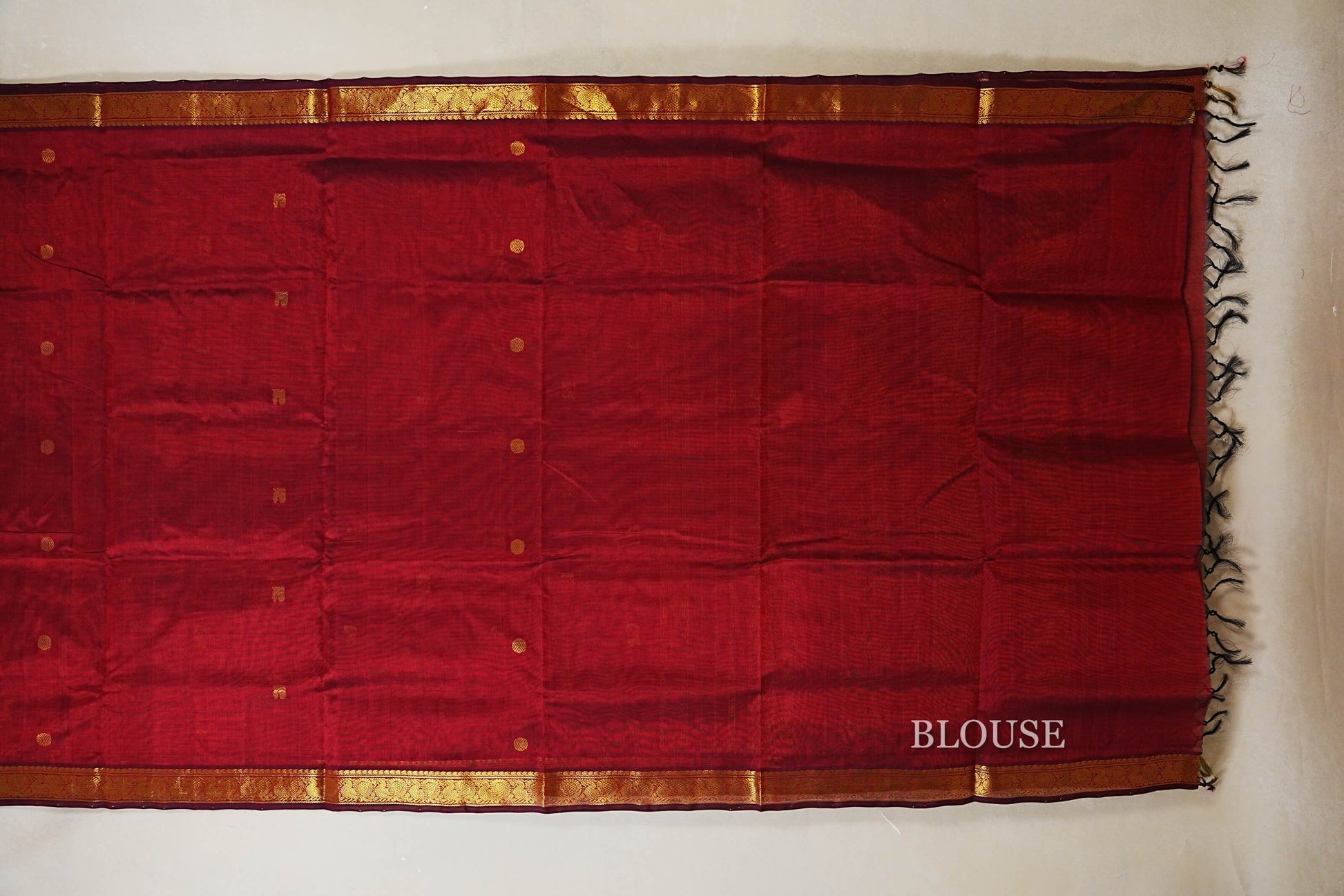 Reddish maroon vegan silk cotton saree  blouse