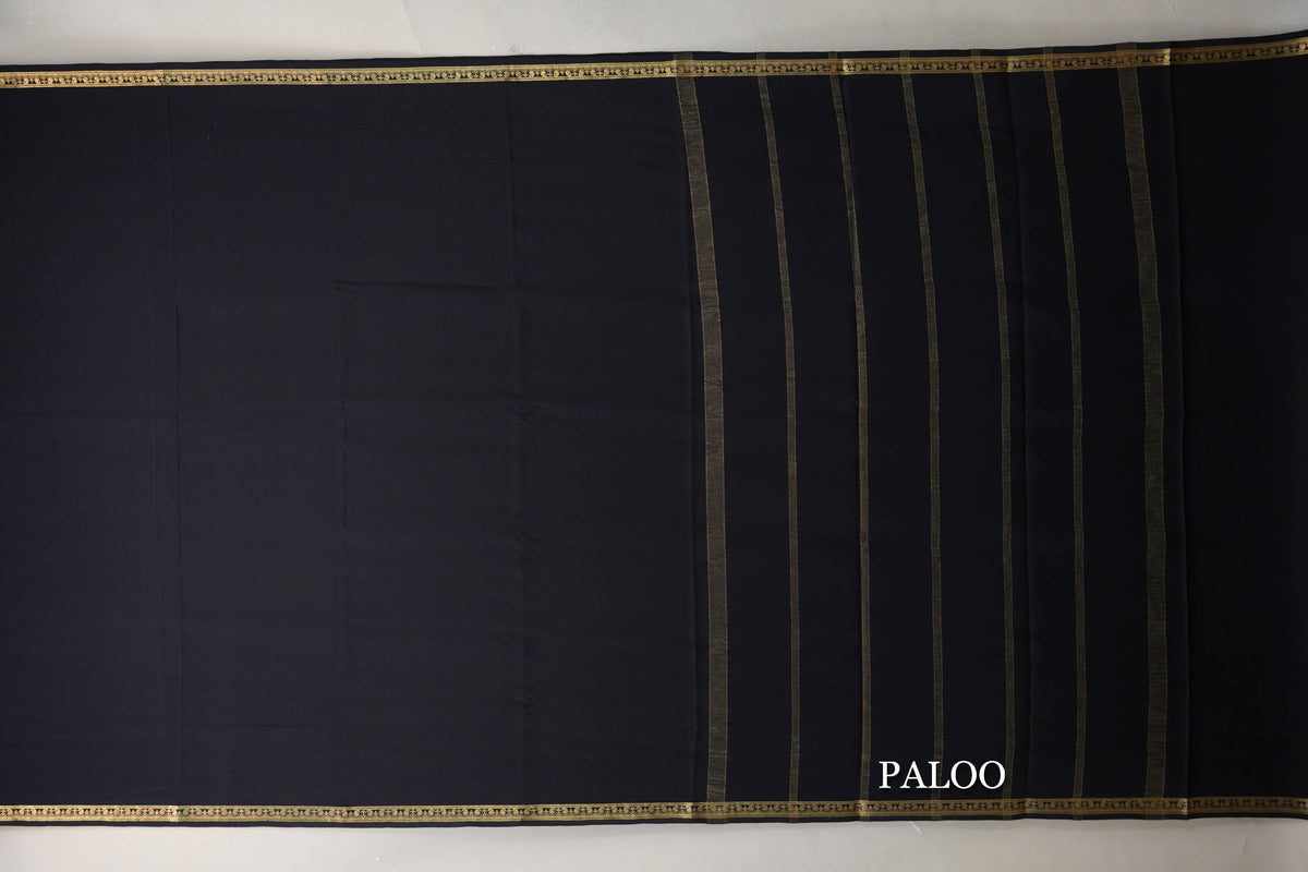 Black CSG Mysore Silk Saree paloo