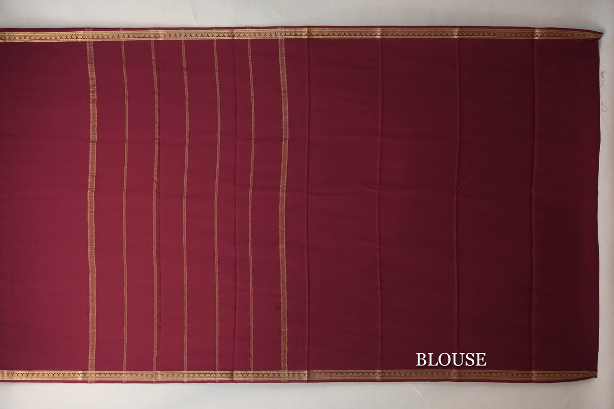 Deep Maroon CSG Mysore Silk Saree blouse