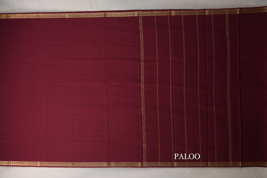 Deep Maroon CSG Mysore Silk Saree paloo
