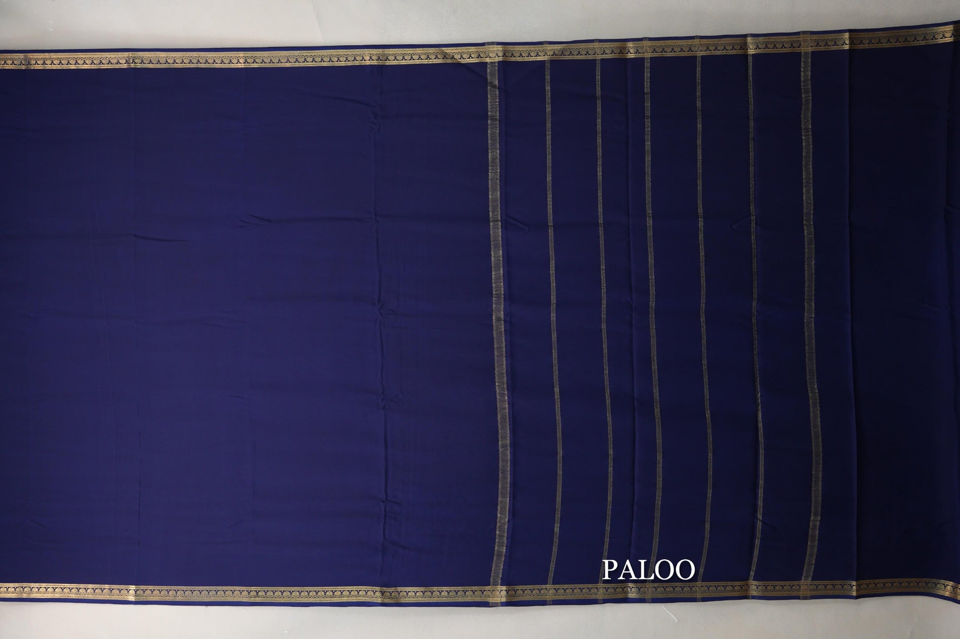 Navy Blue CSG Mysore Silk Saree paloo
