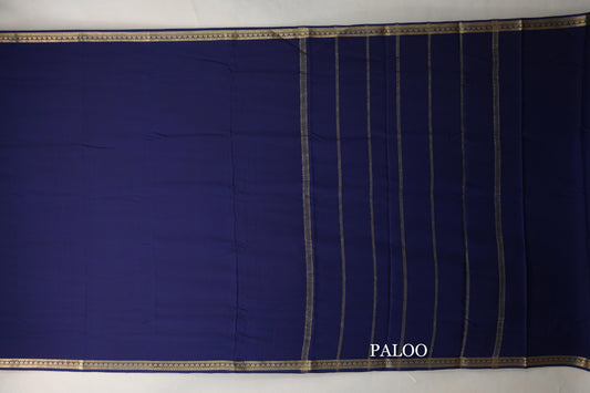 Navy Blue CSG Mysore Silk Saree paloo