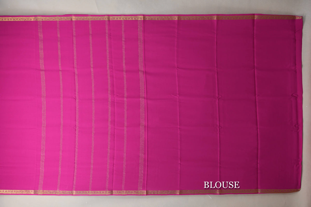 Bright Pink CSG Mysore Silk Saree blouse