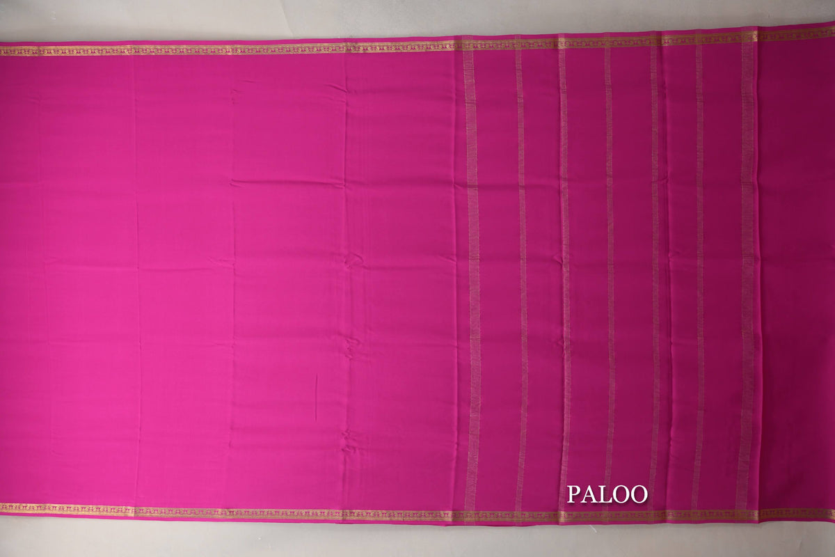 Bright Pink CSG Mysore Silk Saree paloo