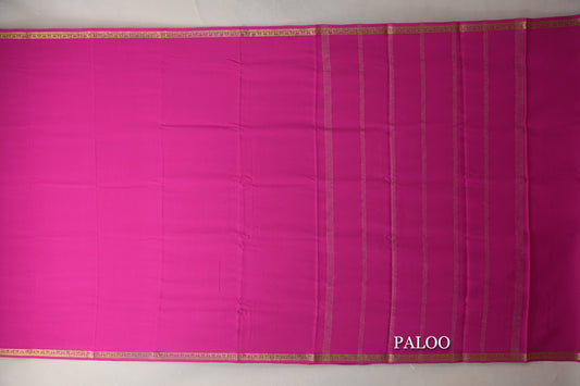 Bright Pink CSG Mysore Silk Saree paloo