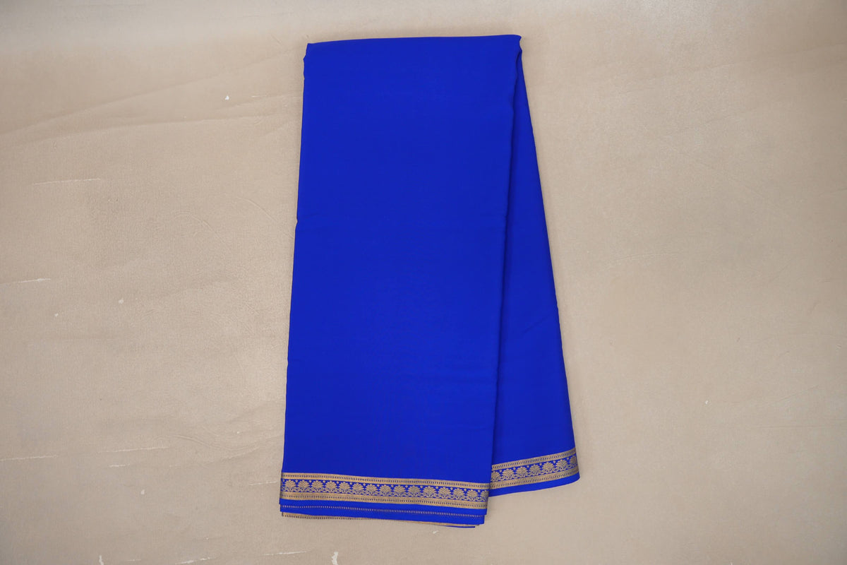 Online Dark Royal Blue CSG Mysore Silk Saree 