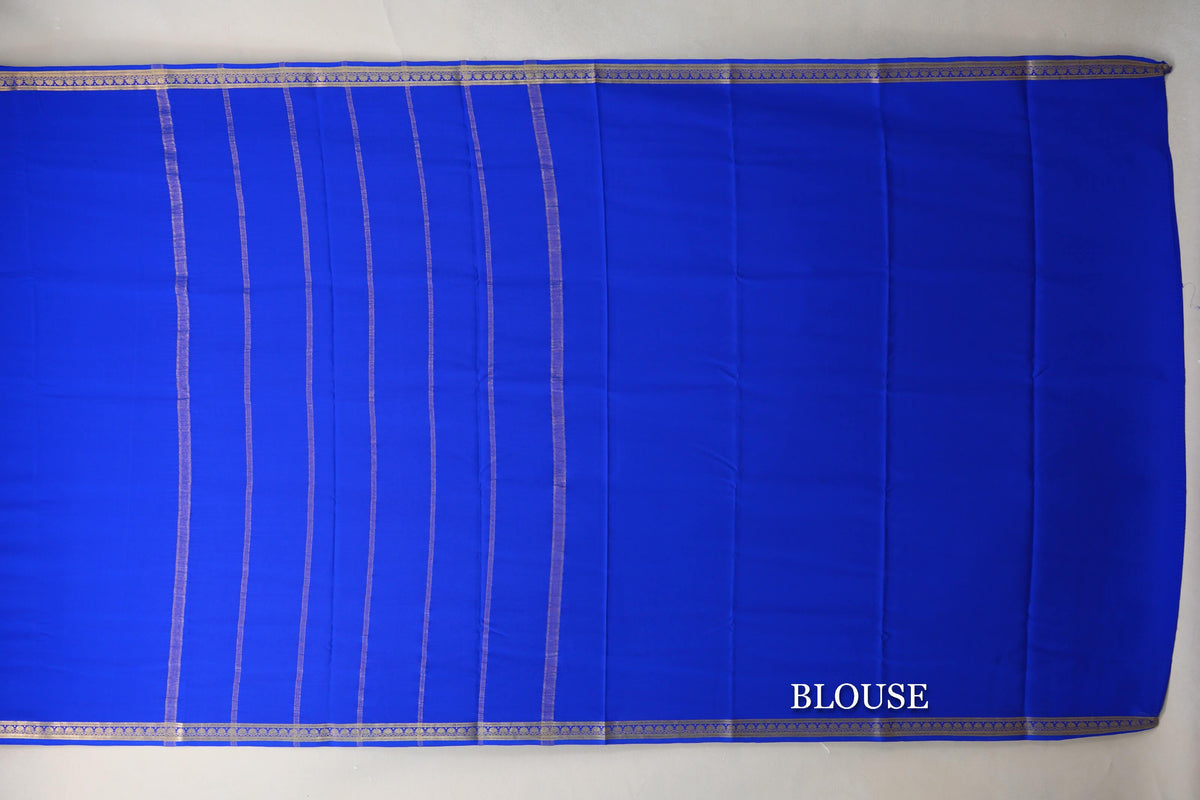 Dark Royal Blue CSG Mysore Silk Saree blouse