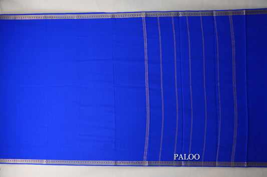 Dark Royal Blue CSG Mysore Silk Saree paloo