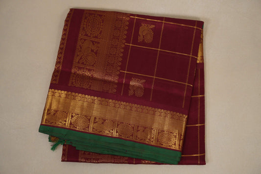 folded Reddish Maroon  vegan silk cotton saree