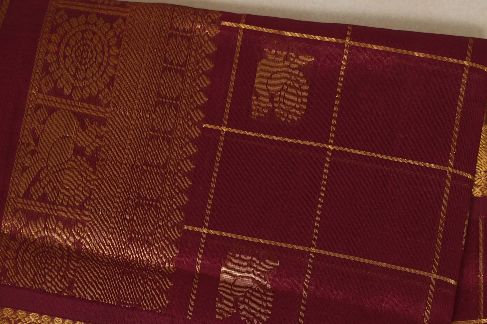 Reddish Maroon  vegan silk cotton saree body zoom