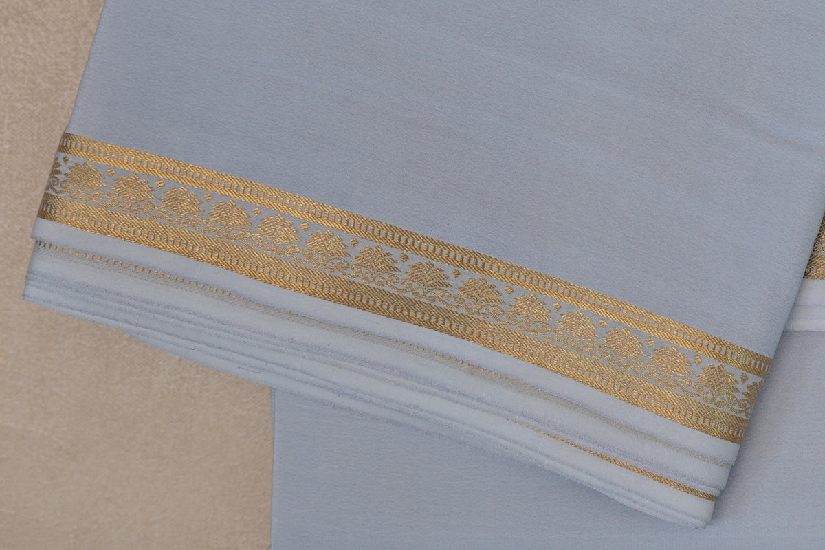 Bluish Grey CSG Mysore Silk Saree border