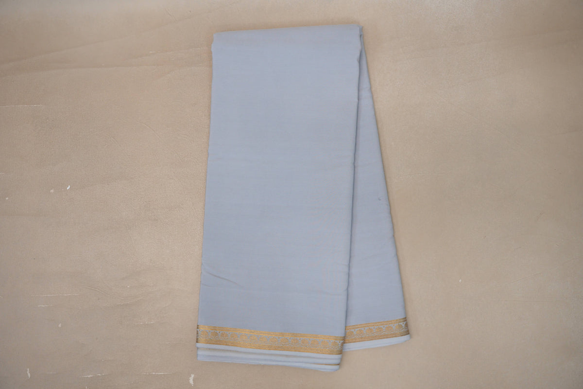 Online Bluish Grey CSG Mysore Silk Saree