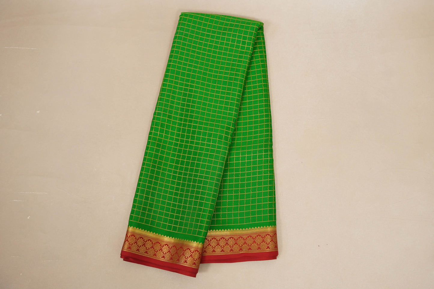 Parrot Green with Red Borders Mysore Silk Saree online