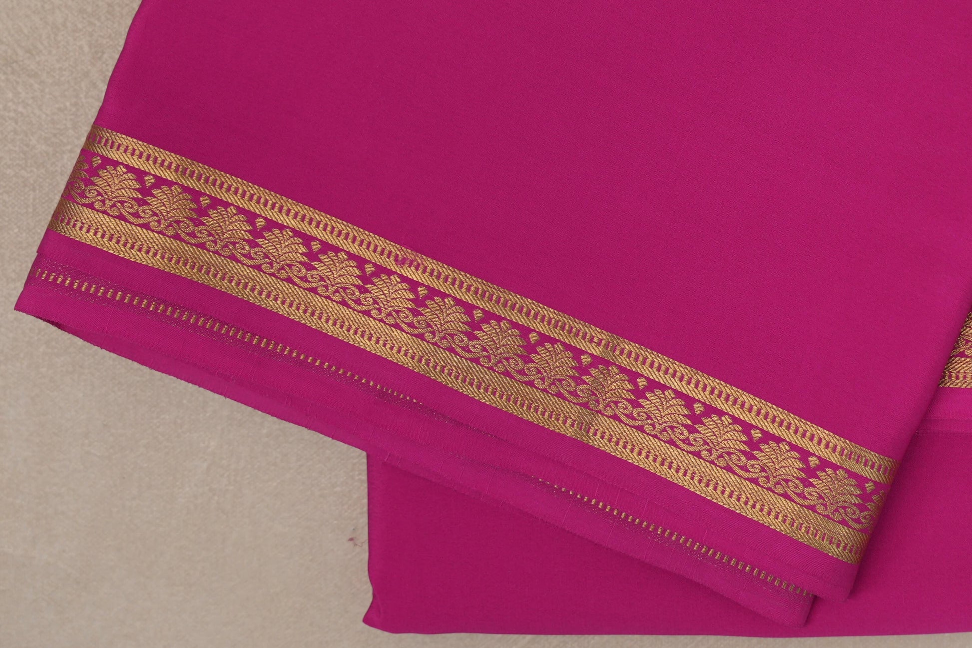 Bright Pink CSG Mysore Silk Saree border