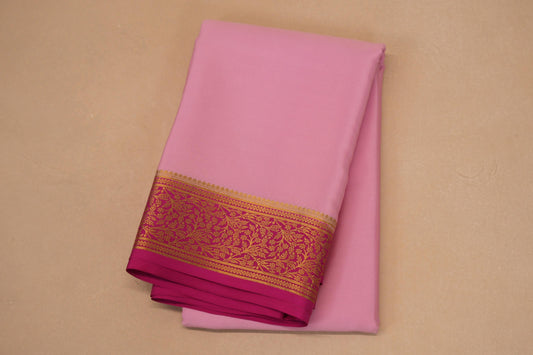 folded Baby Pink Mysore Silk Saree