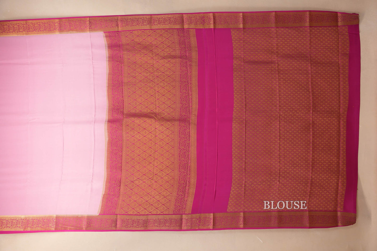 Baby Pink Mysore Silk Saree blouse