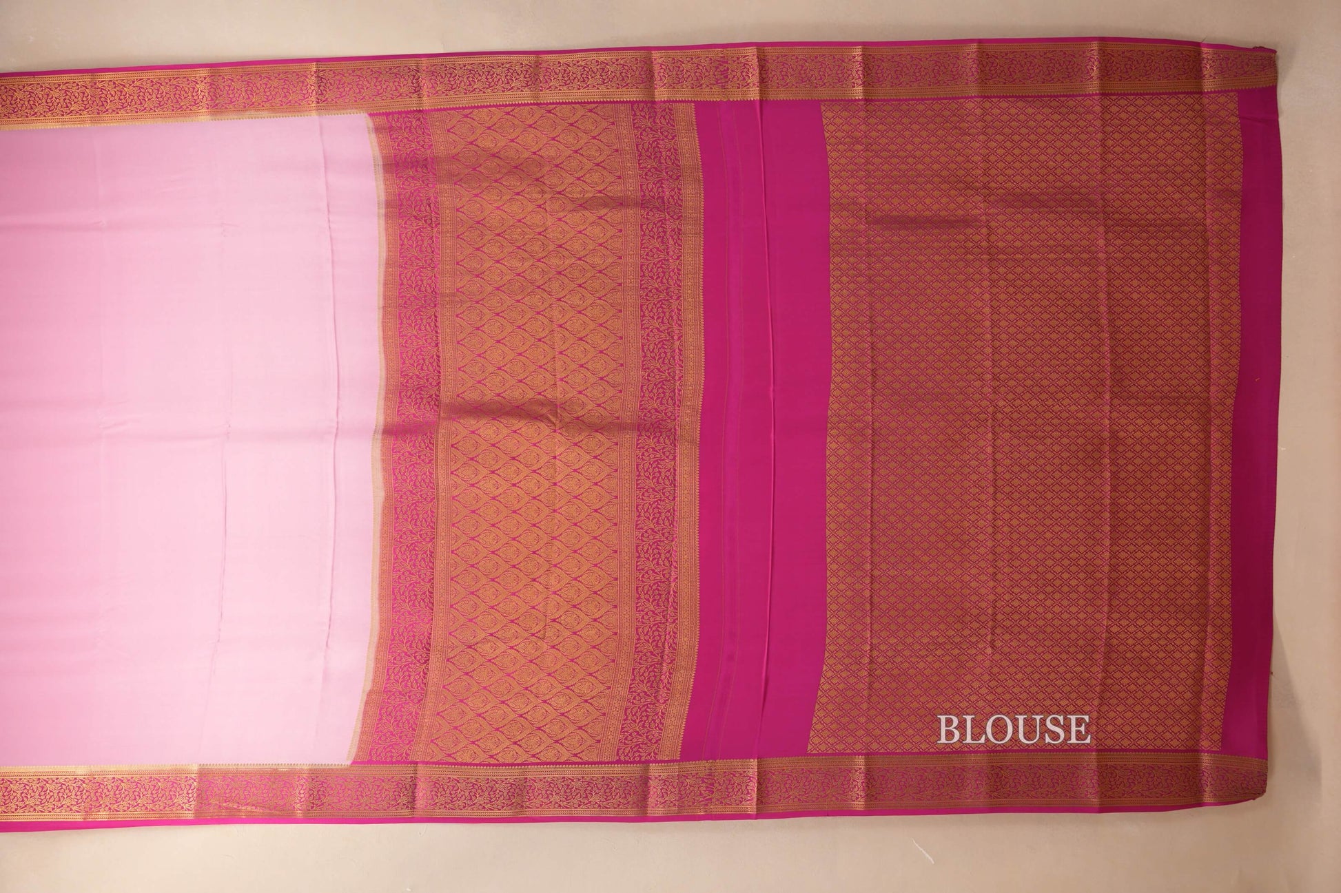 Baby Pink Mysore Silk Saree blouse