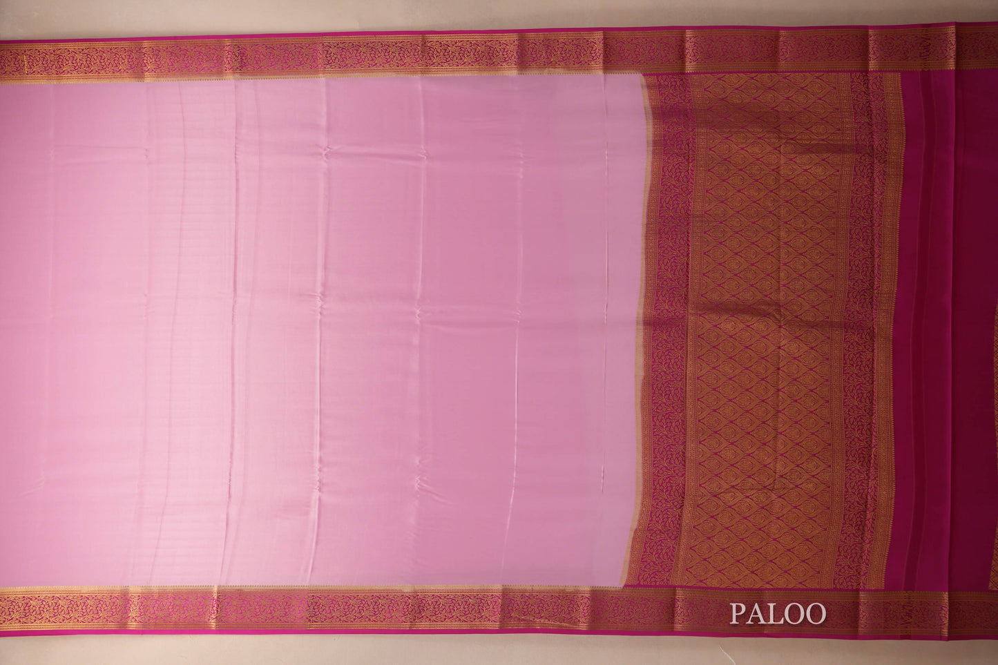 Baby Pink Mysore Silk Saree paloo
