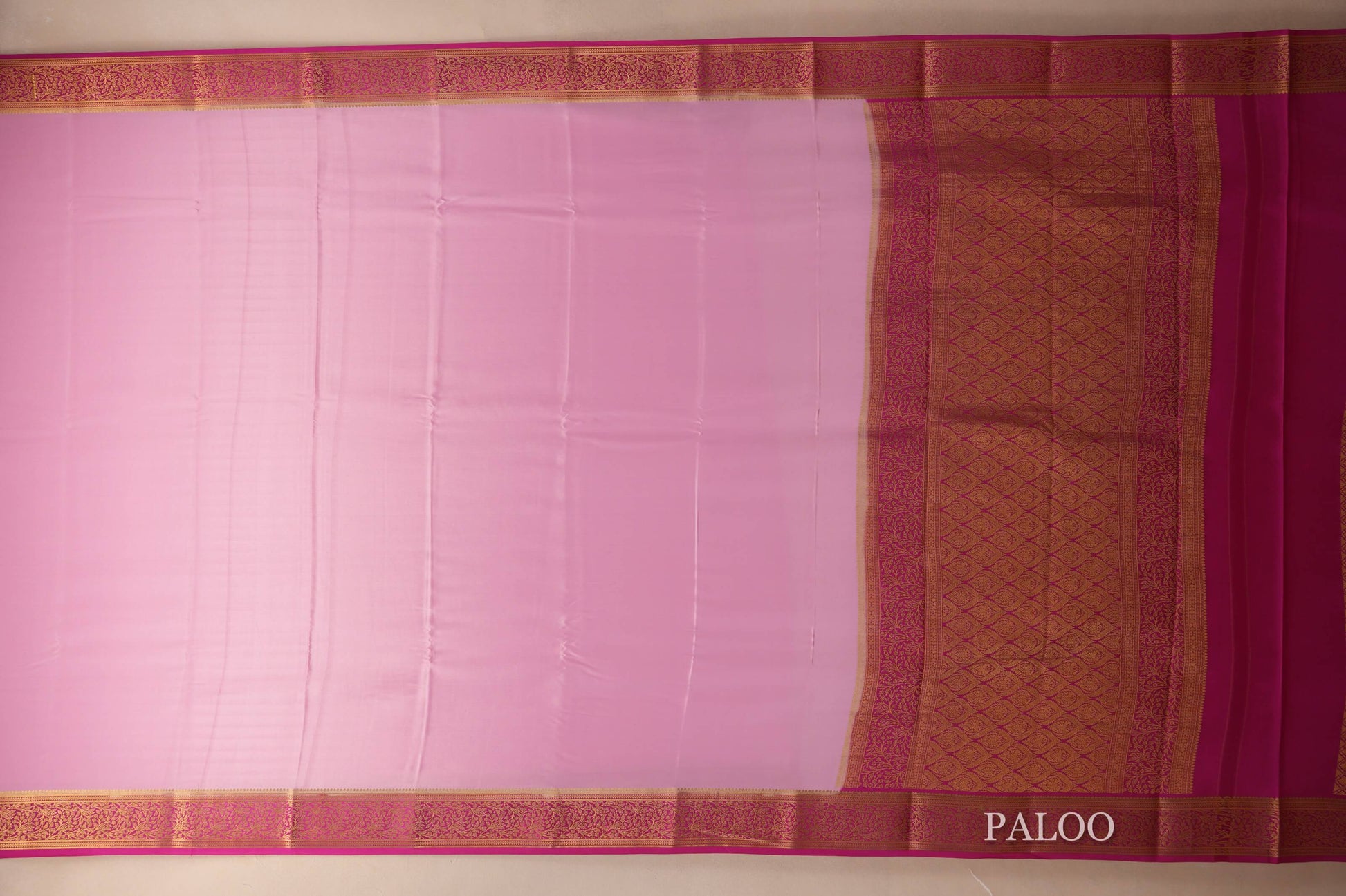 Baby Pink Mysore Silk Saree paloo