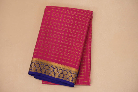folded Rani Pink Mysore Silk Saree