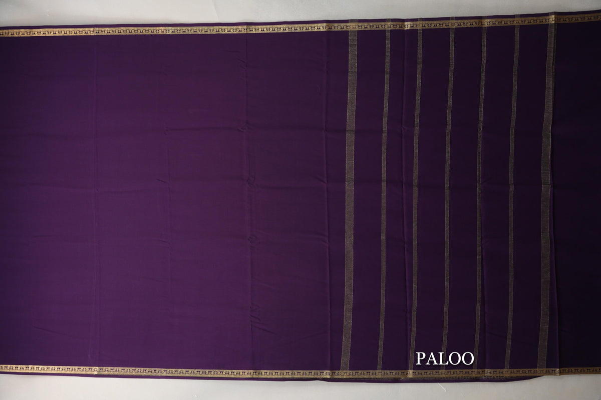 Deep Plum Purple CSG Mysore Silk Saree paloo