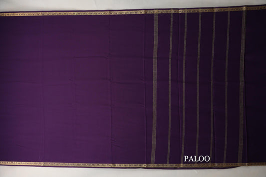 Deep Plum Purple CSG Mysore Silk Saree paloo