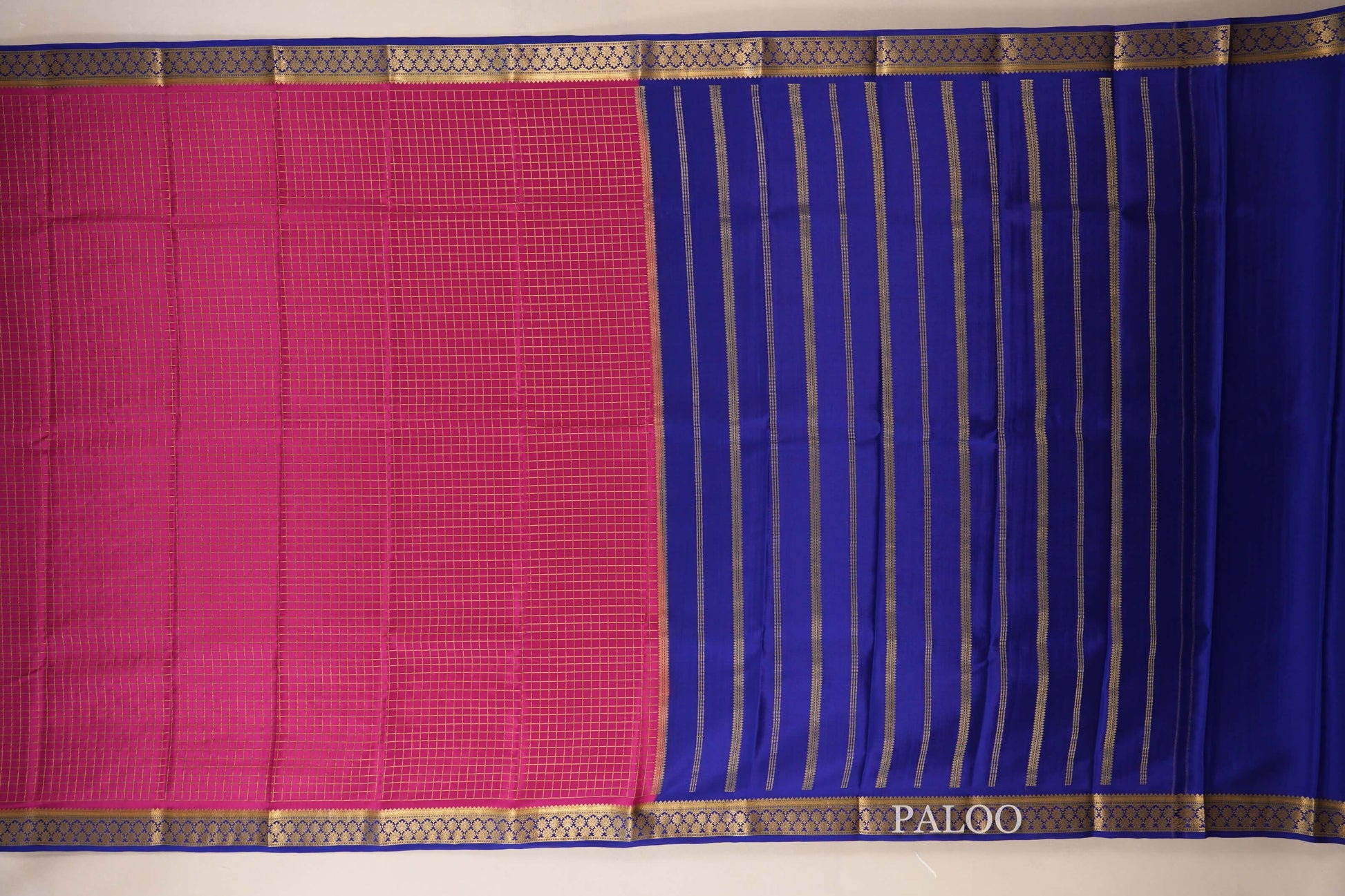 Rani Pink Mysore Silk Saree paloo