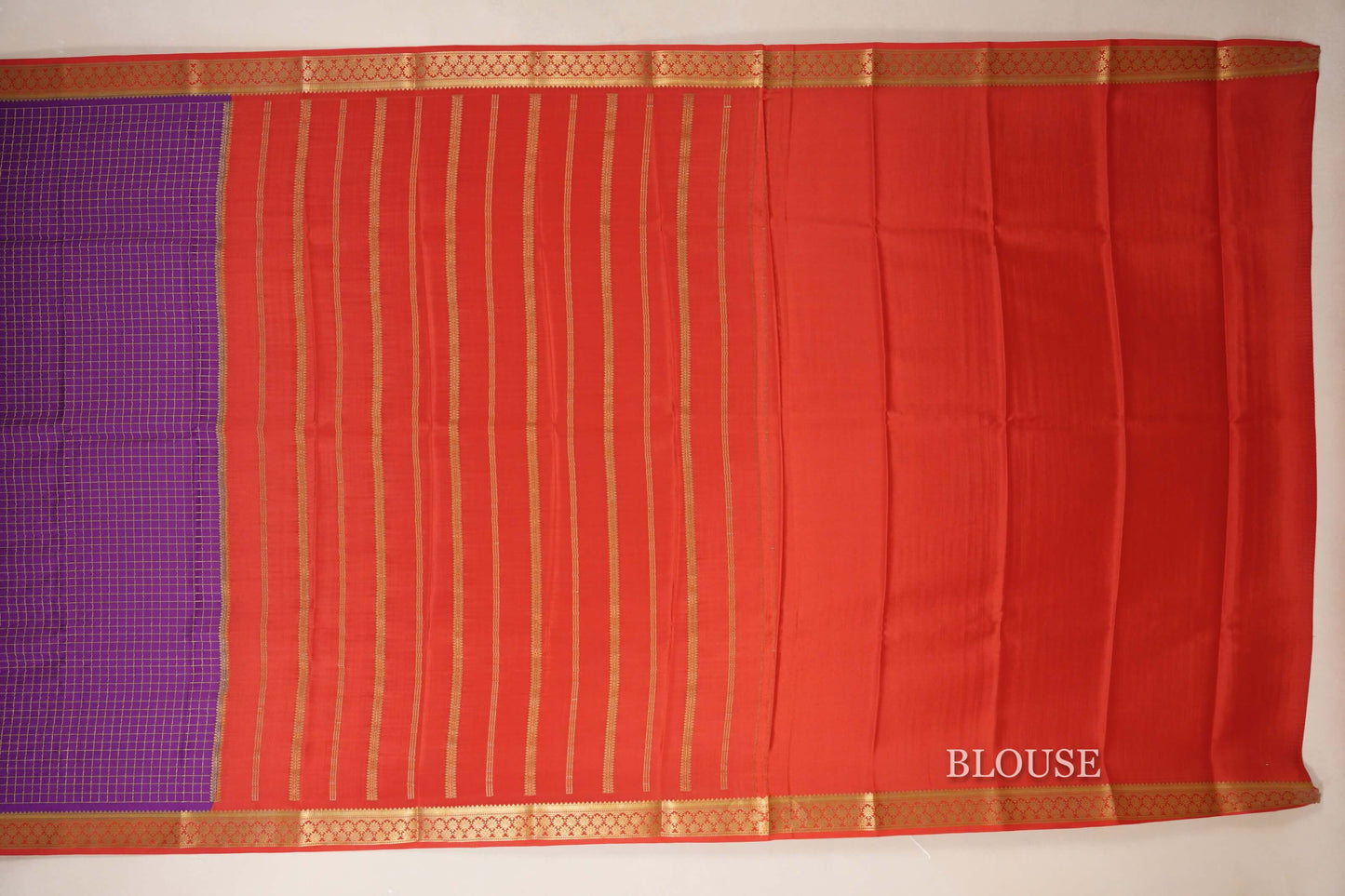 Deep Purple Mysore Silk Saree blouse