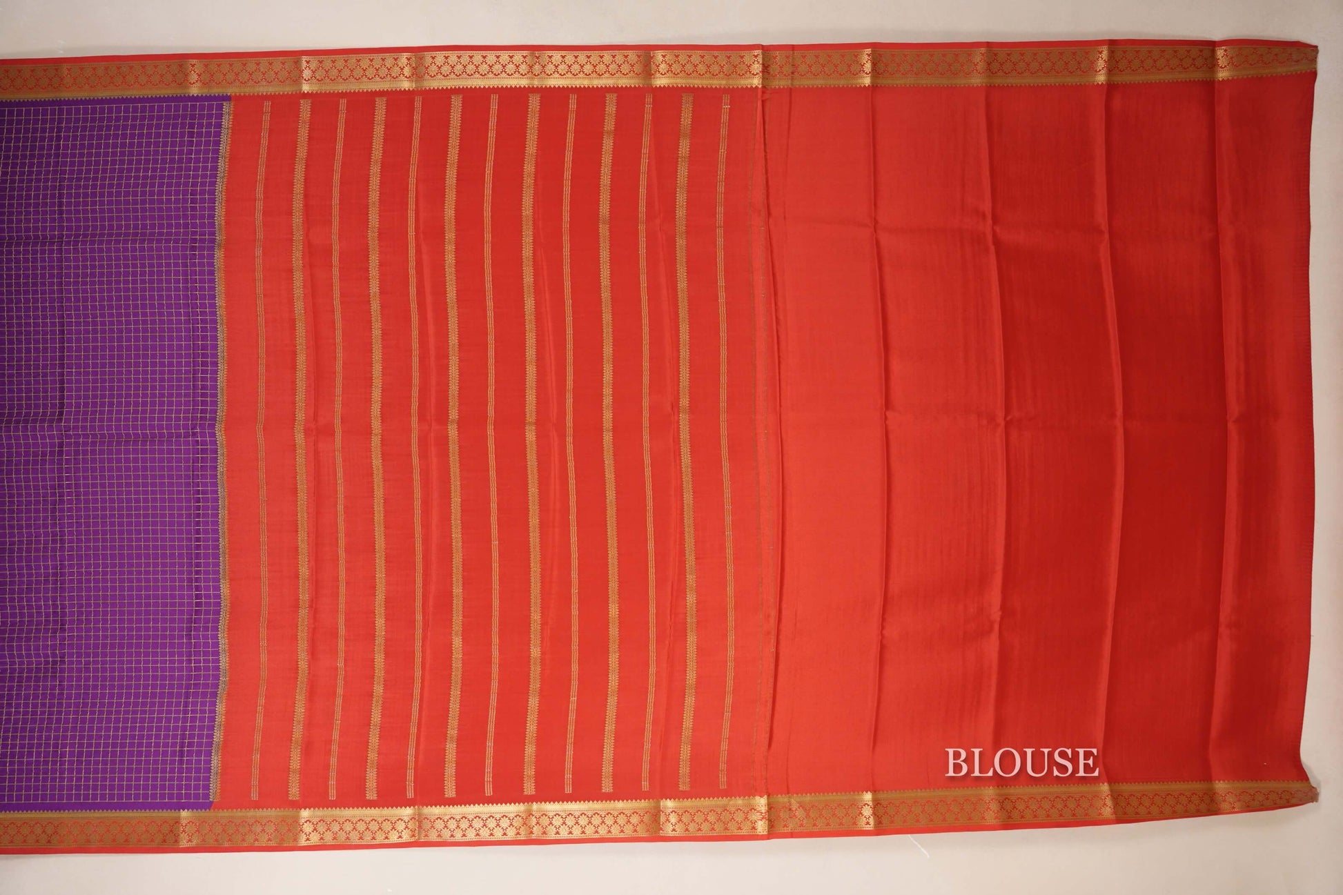 Deep Purple Mysore Silk Saree blouse