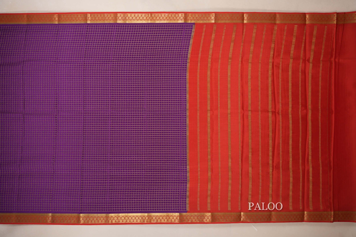 Deep Purple Mysore Silk Saree paloo