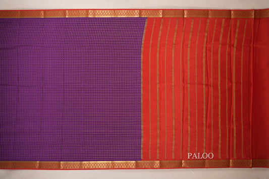 Deep Purple Mysore Silk Saree paloo