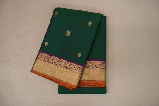 Bottle green with Deep Purple Vintage Kanjivaram Silk Saree