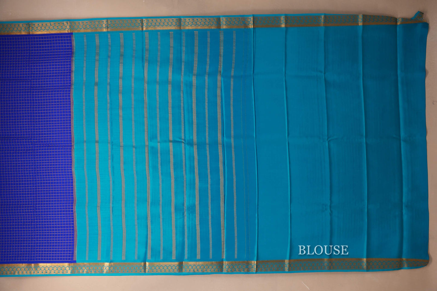  royal blue mysore silk saree blouse