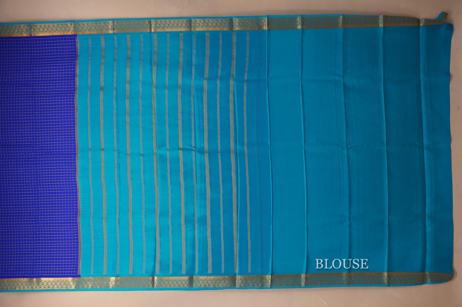  royal blue mysore silk saree blouse