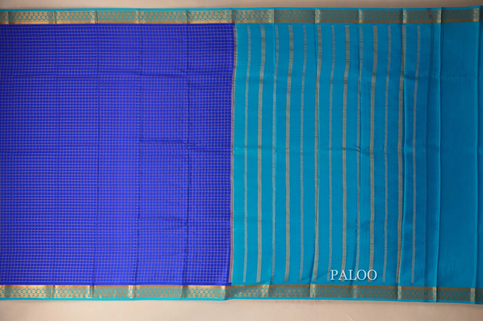  royal blue mysore silk saree paloo
